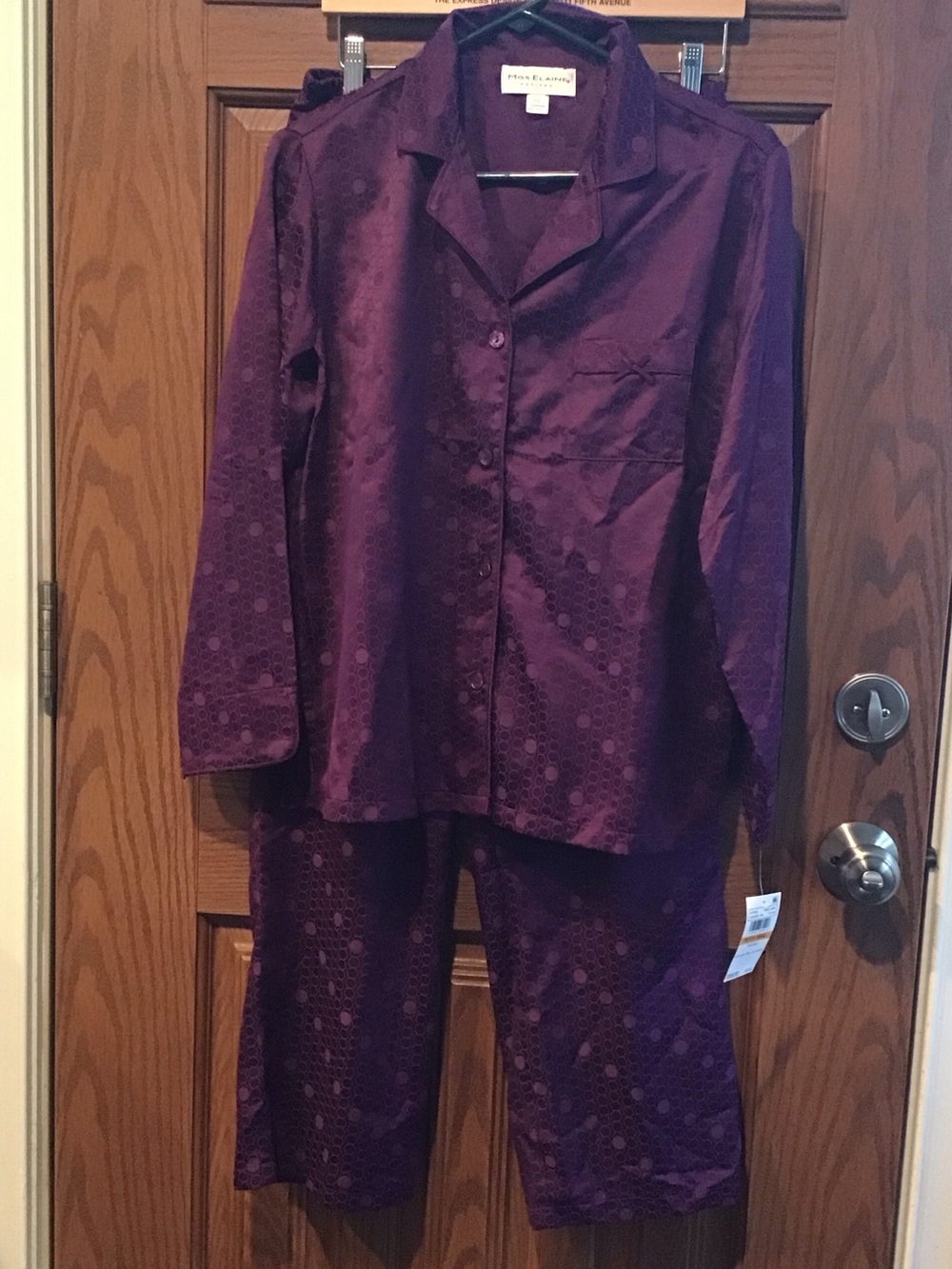 NWT Miss Elaine Deep Purple Satin Two-Piece Pajama Set. PM